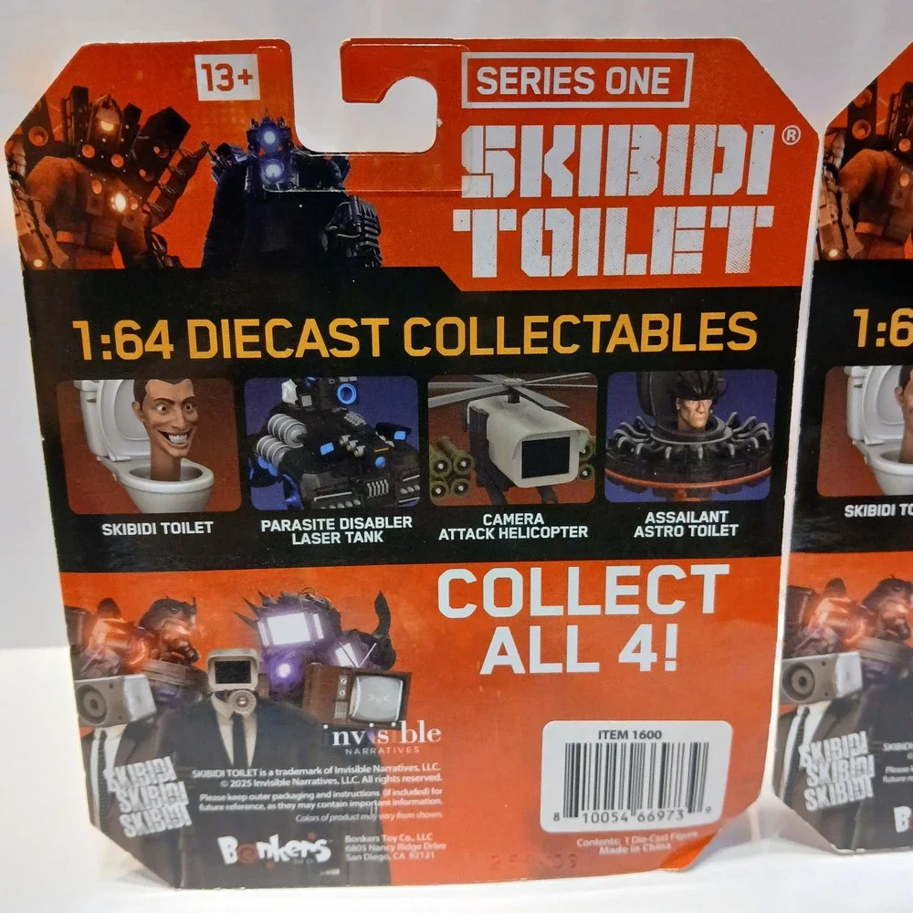 Skibidi Toilet Series 1 Diecast Figures Set of 4 Bonkers Toys 1:64 Collectibles